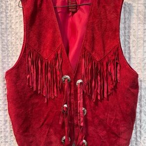 Fringed Red Suede Vest
